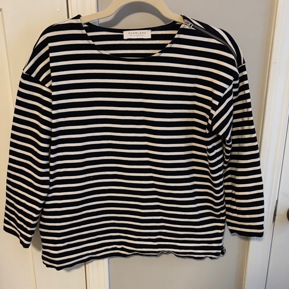 Everlane Navy and White Striped Shirt